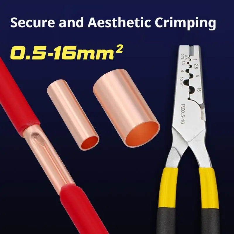 250Pcs Wire Ferrules Kit Copper Crimp Connector Copper Connection Tube Terminal Connect and Protect The Connection