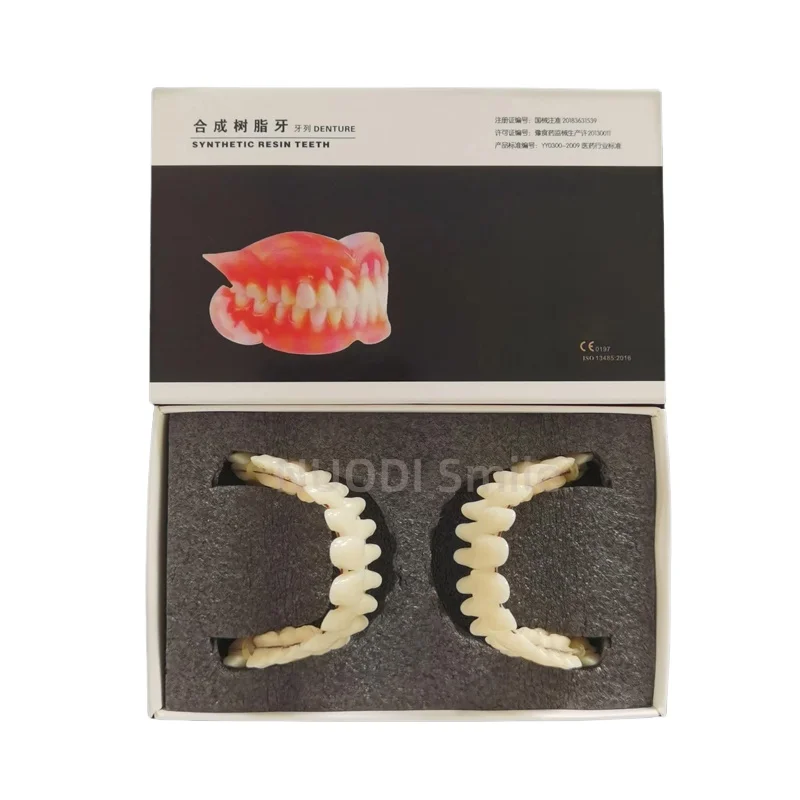 

2 Sets Two-Layer Dental Synthetic Resin Teeth Full Mouth Set Acrylic Artificial Preformed Denture A2 A3 Composite Dentures Teeth