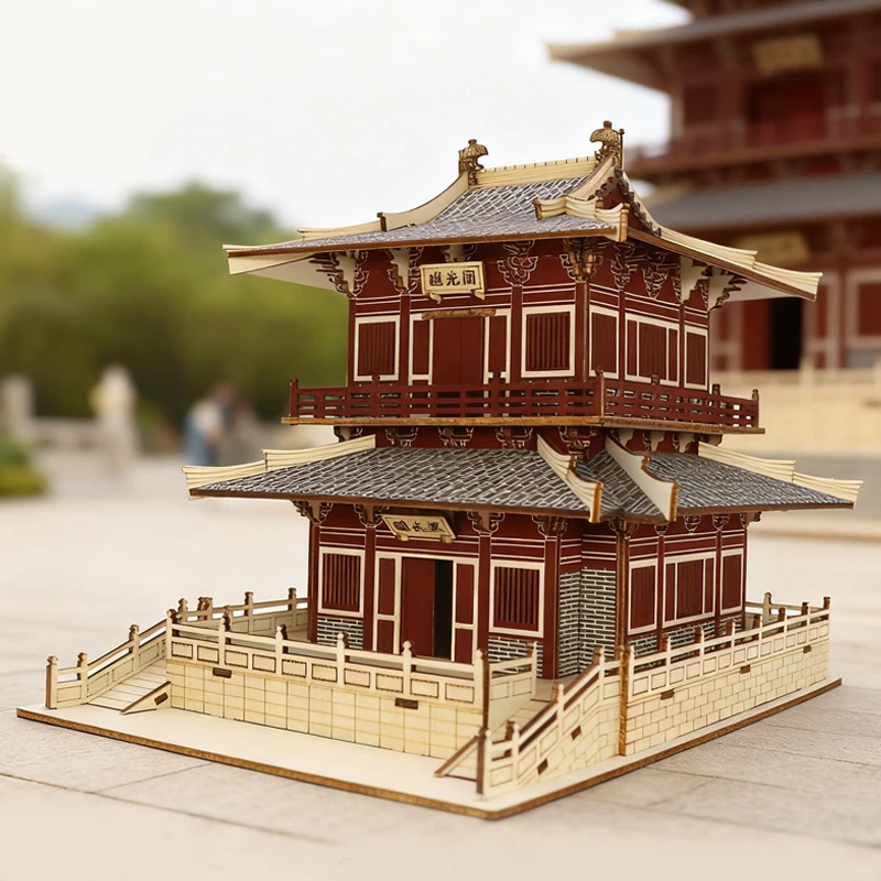 Tower 3D Wooden Puzzle Pagoda Chinese Ancient Buildings Pavilion Assembly Model Kit DIY Educational Jigsaw Toy For Children Kids