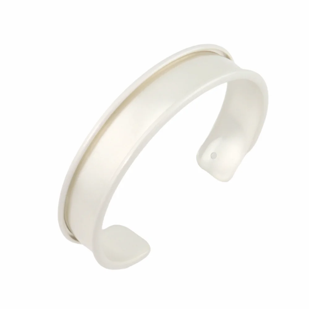 18K Genuine Gold Wide Open Bangle Smooth Pure Copper Wide Concave Groove DIY Bracelet Handmade Fashion Simple Bracelet Base