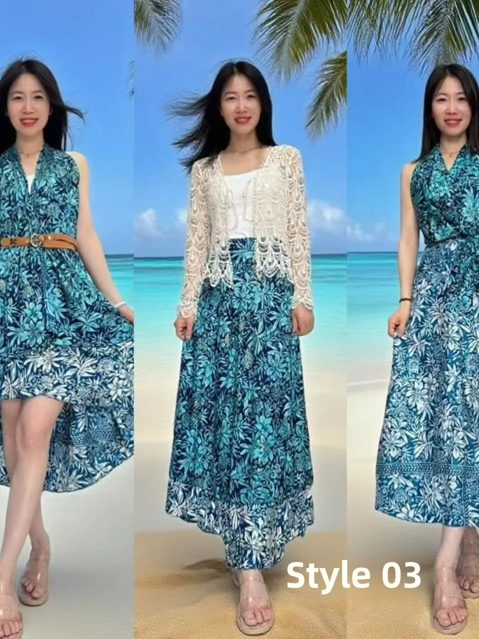

No. Silk Floral Print One-Piece Wrap Skirt Slimming Vintage Faion f-length Multi-use Youthful Ciwalk Touring Casual