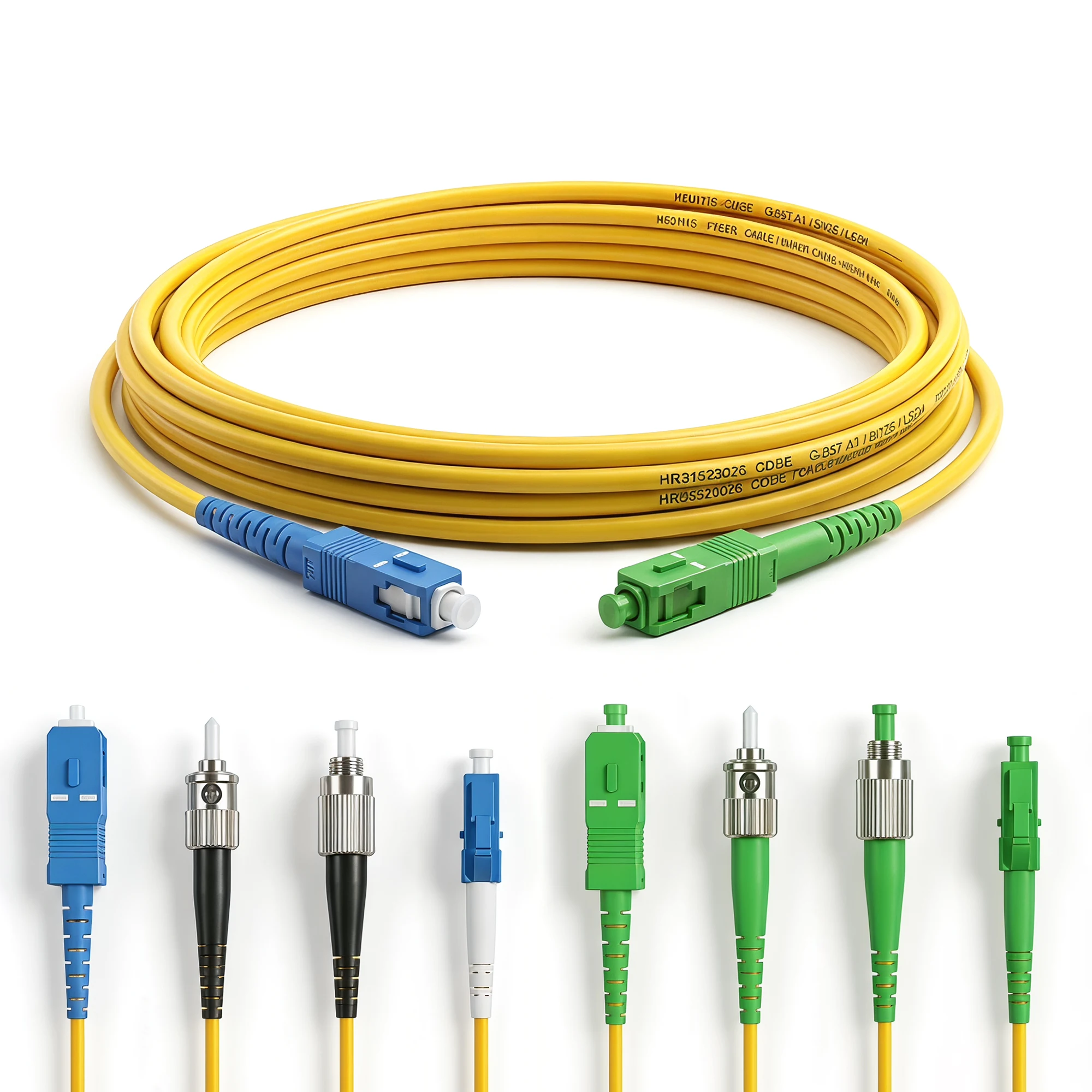 US 2PCS APC/FC to UPC/SC Fiber Optic Patch Cord, Single Core Single Mode, Indoor Extension Cable, 20M