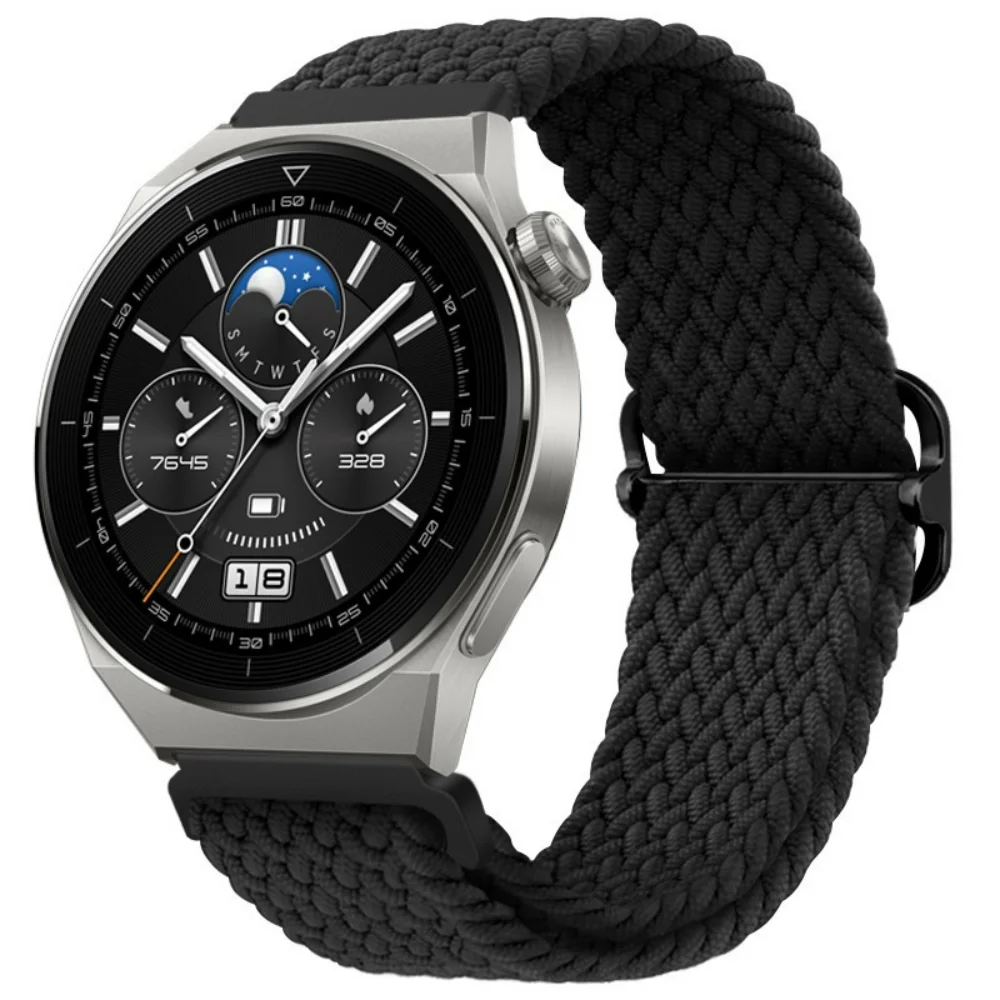 22mm 20mm Braided Strap for Huawei Watch 3/4/GT/2/3/Pro 46mm Nylon Loop Bracelet for Samsung Galaxy Watch 3/4/Classic/5/Pro Band