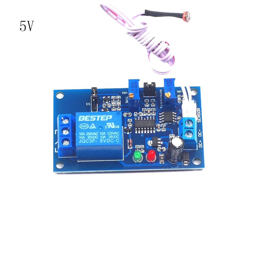 Photoresistor Relay Module DC 5V 12V 24V Light Brightness Sensor Timer Detection Controller Optical Time Delay Adjustable Switch