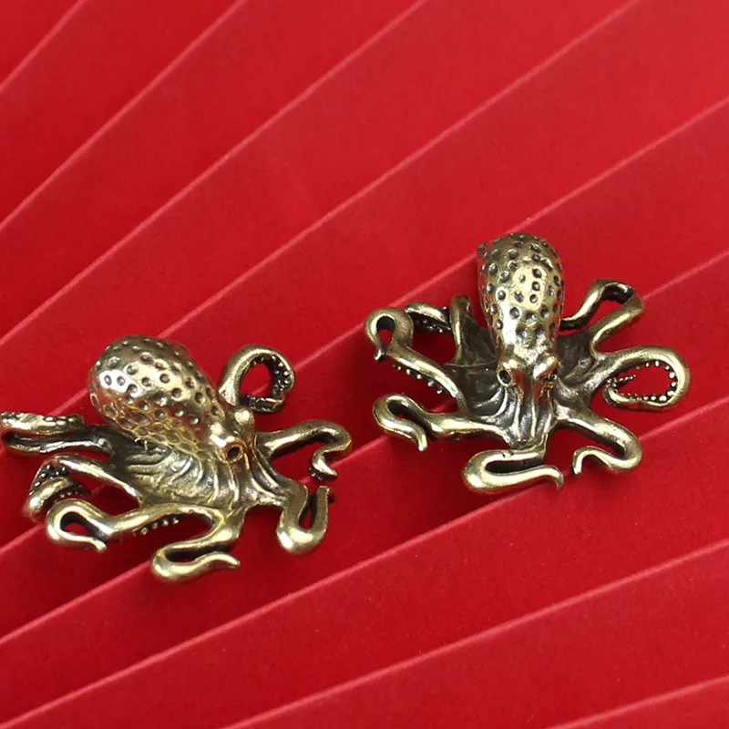 

1Pc Handmade Brass Solid Octopus Tea Ornaments Creative Boutique Supportable Wealth Comes from Every Direction Pure Copper Tea C