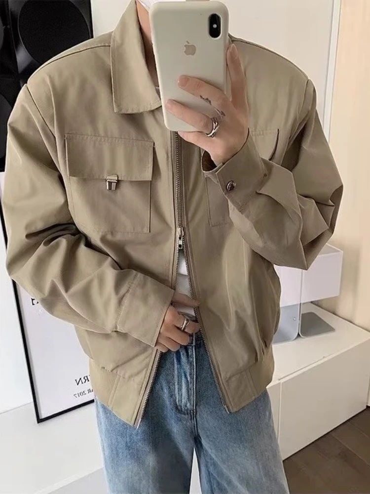 

Высококачественная мужская летная куртка большого размера, бейсбольная куртка с коротким рукавом и воротником спецодежды, легкий роскошный нишевый дизайн