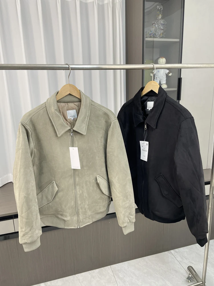 

Утепленная замшевая куртка мужская осенне-зимняя теплая с воротником-стойкой, хлопковое пальто прямого кроя, стандартная длина, молодежный тренд