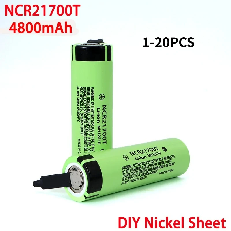 3.7V NCR21700T 4800mAh Li-Lon Battery 21700 15A 5C Rate Discharge Ternary Electric Car Lithium Batteries DIY Nickel Sheets