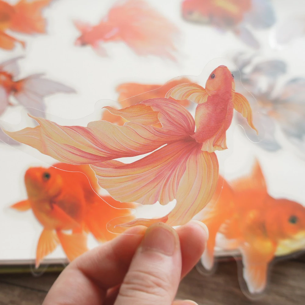 

28pcs Watercolor Goldfish Jellyfish Shells Style PVC Sticker Scrapbooking DIY Gift Packing Label Decoration Tag