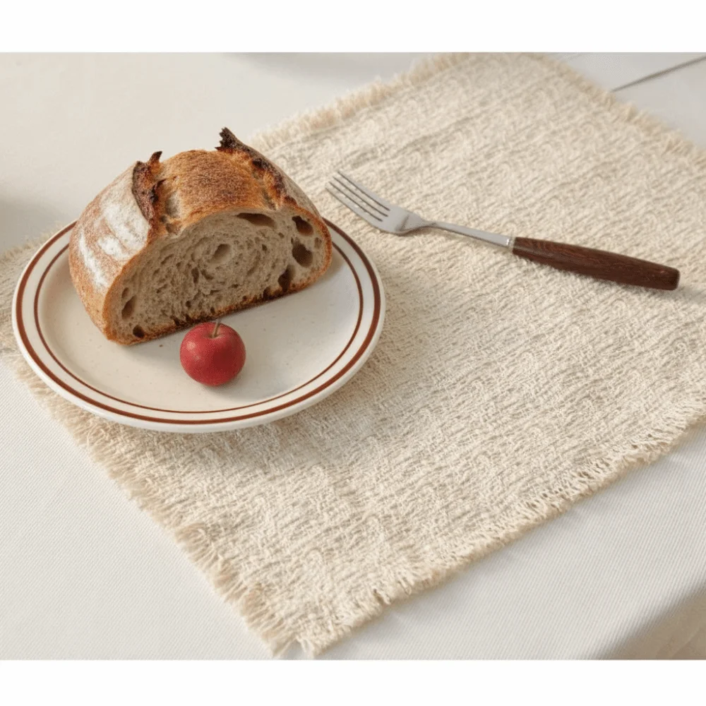New Beige Color Cotton Placemat Soft Square Shape Decorative Placemat Cotton Photo Props