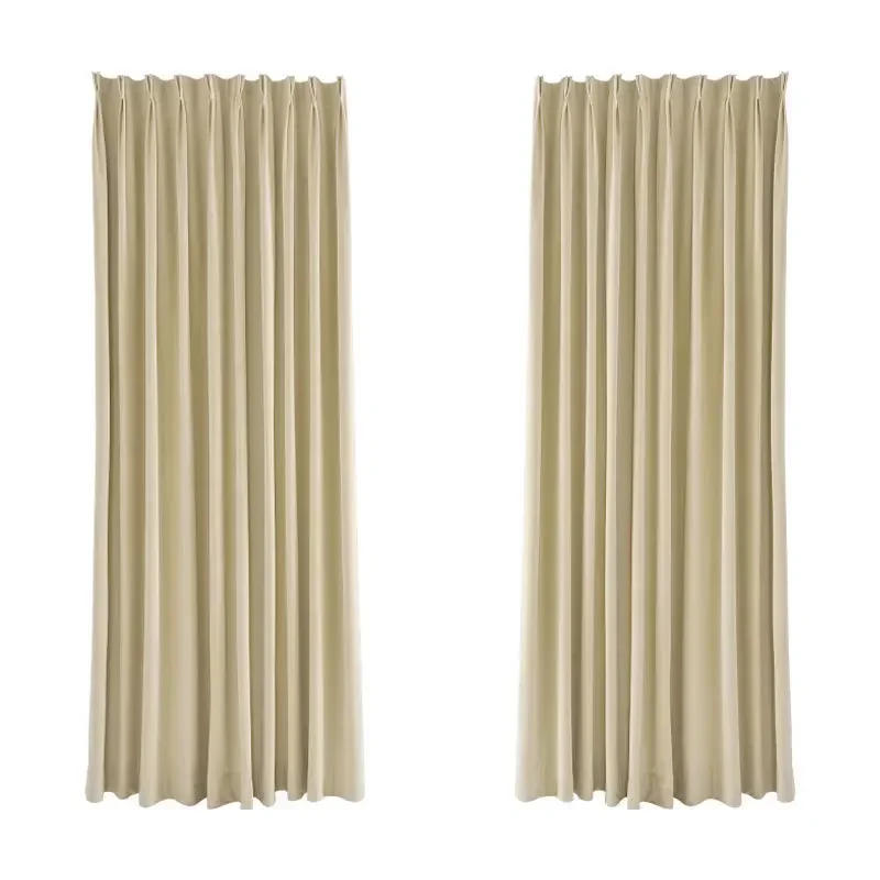 Cotton Cream White Vertical Stripe Jacquard Thickened Blackout Curtains for Living Room Bedroom French Window Balcony Customized