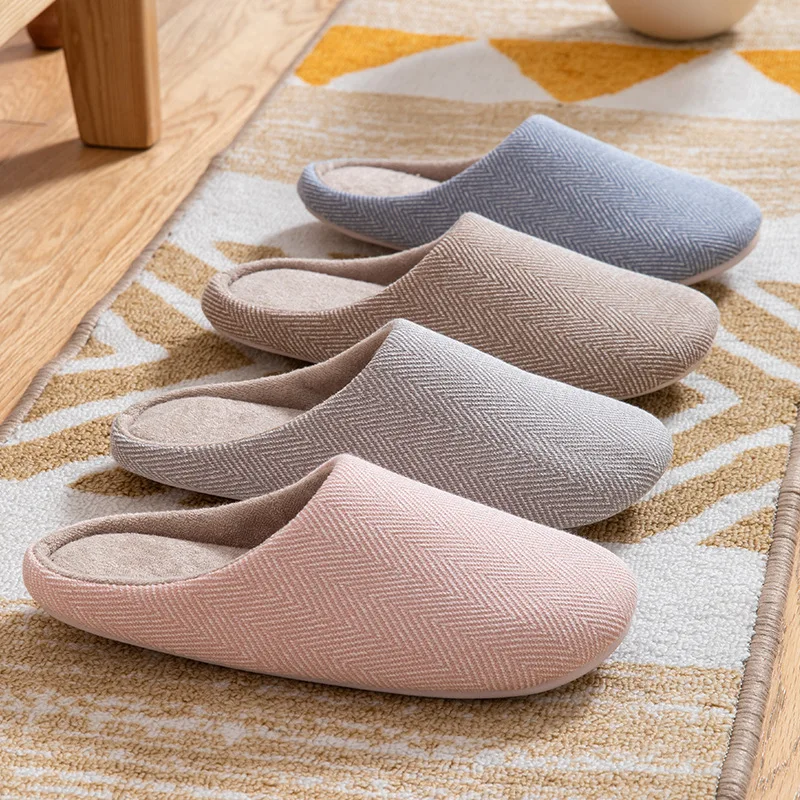 Mntrerm Indoor Wooden Floor For  Couples Slippers For Autumn And Spring Cotton Slippers 2023 Family Room  Bed