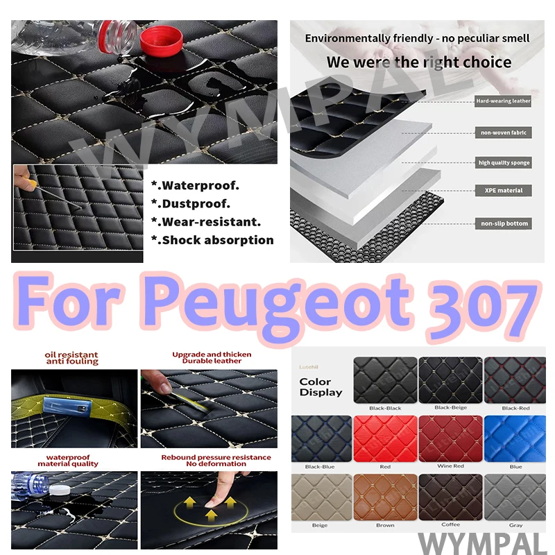 

Luxury Custom Car Floor Mats For Peugeot 307 2005 2006 2007 2008 2009 Auto Leather Men Women Car Mats Full Coverage Automotive