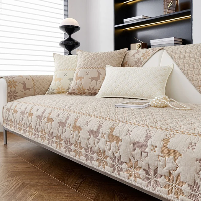High End Pure Cotton Sofa Seat Cover Four Seasons Universal Sectional Sofa Couch Cushion with Backrest Non-slip Sofa Pad 쇼파 패드