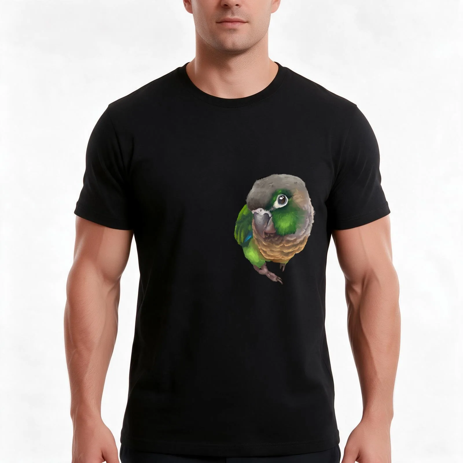 Green Cheek Conure Parrot T-Shirt Summer Casual Cotton Tee Oversized Streetwear Tops Vintage Graphic Print Unisex Men Women
