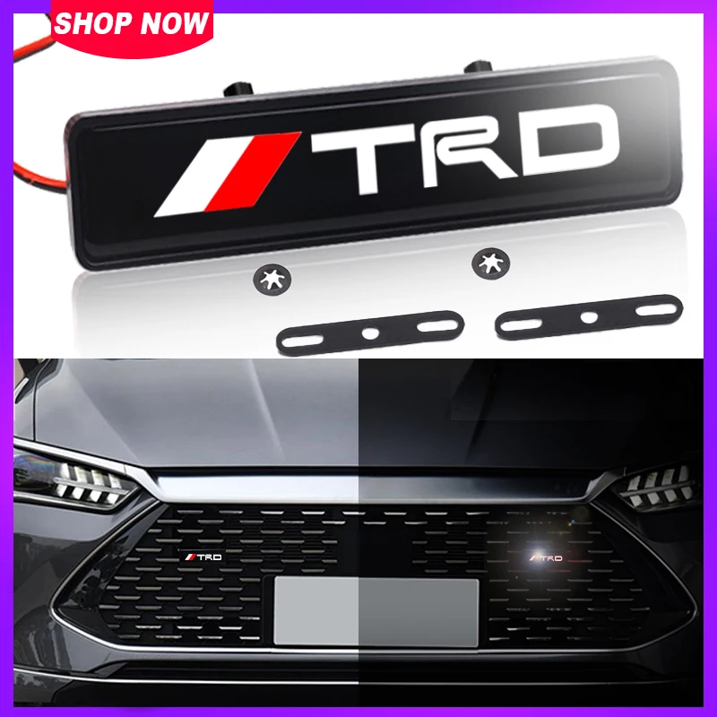 Decorative LED Lights Front Hood Grille Decoration Badge For Toyota TRD Logo Corolla Chr Avensis Yaris Camry Racing