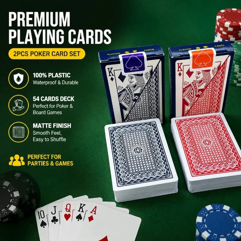 

Matte PVC Plastic Playing Cards Waterproof Fold Resistant Washable Poker Cards Leisure Game Cards for Landlord Guandan Showdown