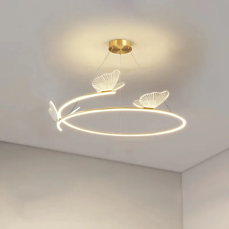 Modern Butterfly light Ceiling Chandelier Nordic LED Round Hanging Lamp Living Room Restaurant Decor