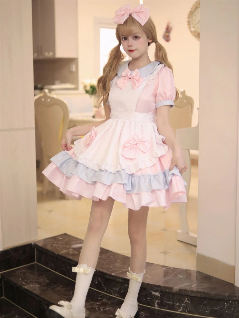 

Japanese Maid Lolita Soft Girl Dress Suit Cosplay Anime Sweet Cute Café Waitress Uniform Outfit Performance Role-playing Costume