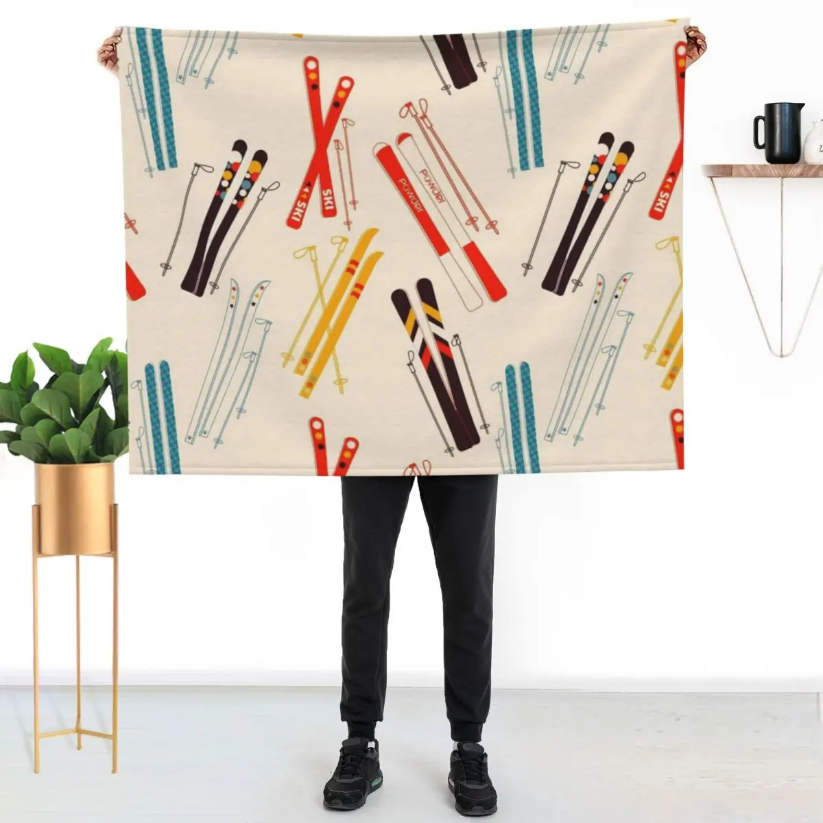 Skiing time pattern Throw Blanket Luxury Furrys blankets ands Bed Tourist Summer Beddings Blankets