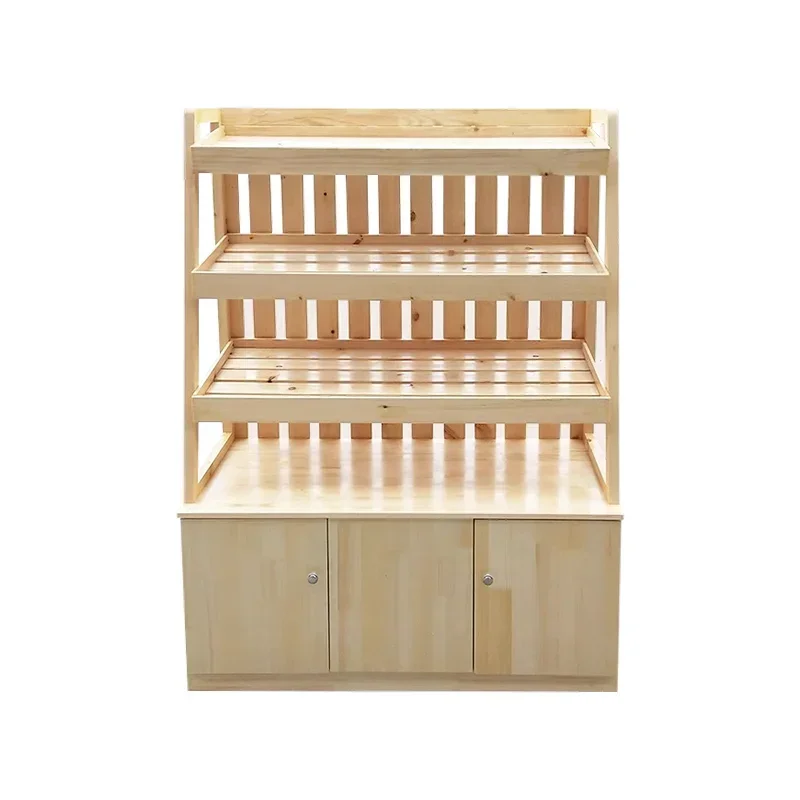 Solid wood bread shelf Convenience store cake pastry shelf Middle island cabinet Wooden laminate display cabinet