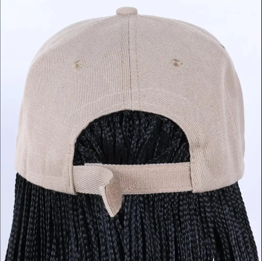 Zizi-gorra de béisbol trenzada para mujer y niña, Peluca de pelo sintético con trenzas de 16 pulgadas, sombrero con caja