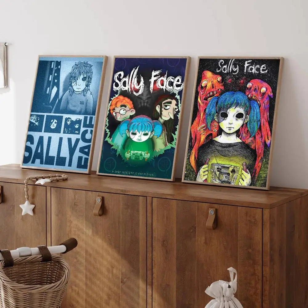 Anime gaem Sally Face  Anime Posters Sticky Whitepaper Sticker DIY Room Bar Cafe Kawaii Room Decor