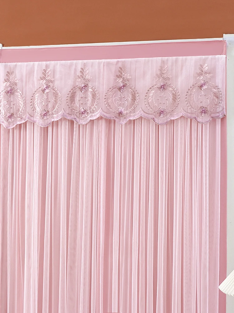 Double Layer Lace Door Curtain Stretch Rod Magic Tape Home Use Mosquito Proof Privacy Protection Anti Peeping No Punching Needed
