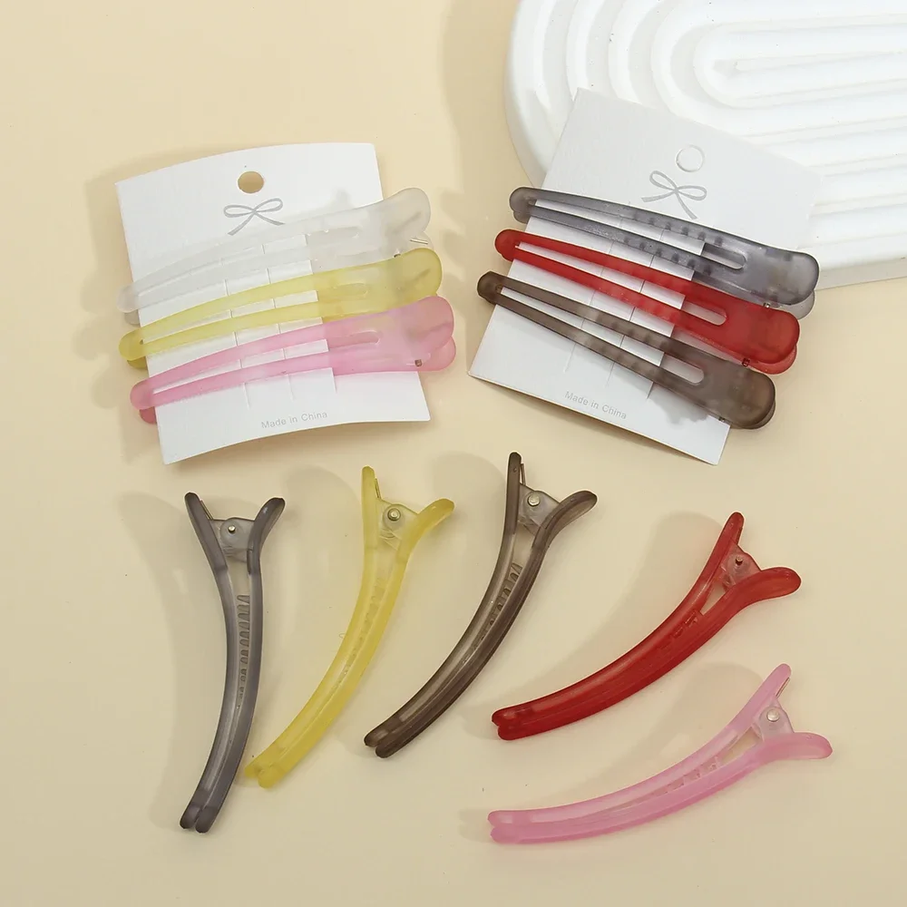 4Pcs/Lot Jelly Colors Plastic Duck Clip Alligator Hairpins Braiding Clamp Professional Hairdressing Makeup Tool Hair Accessories