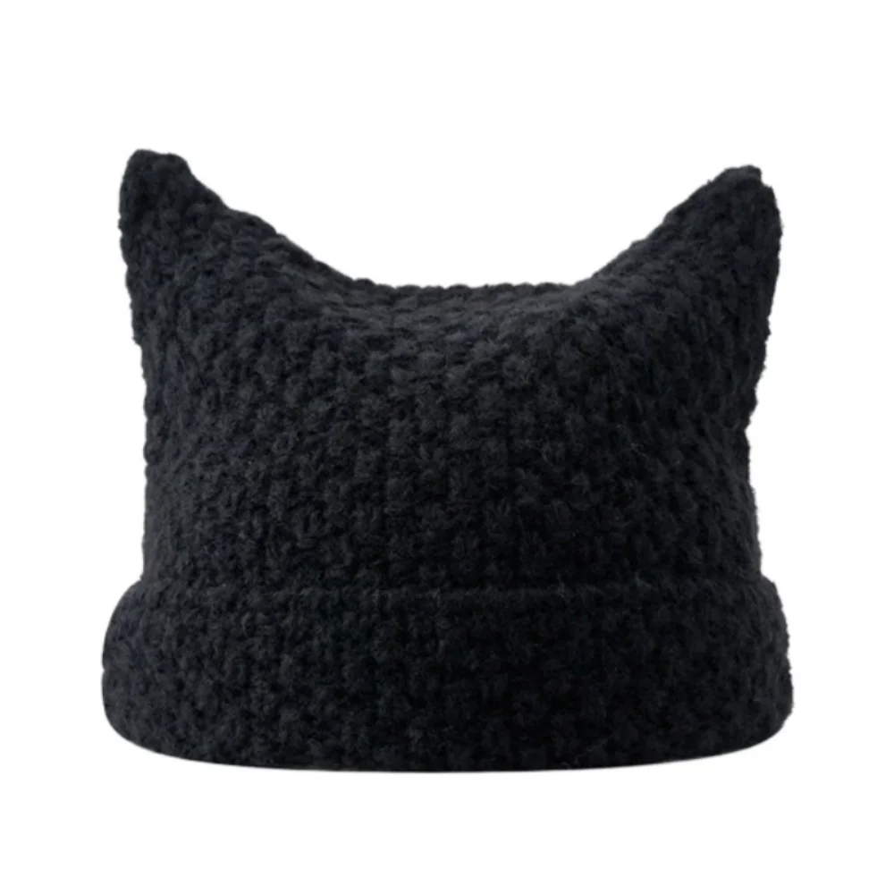 1pc Little Devil Striped Knitted Hat,big Head Circumference Knitted Hat,cute Cat Ears Pointed Hat,head Protector Hat for Parties
