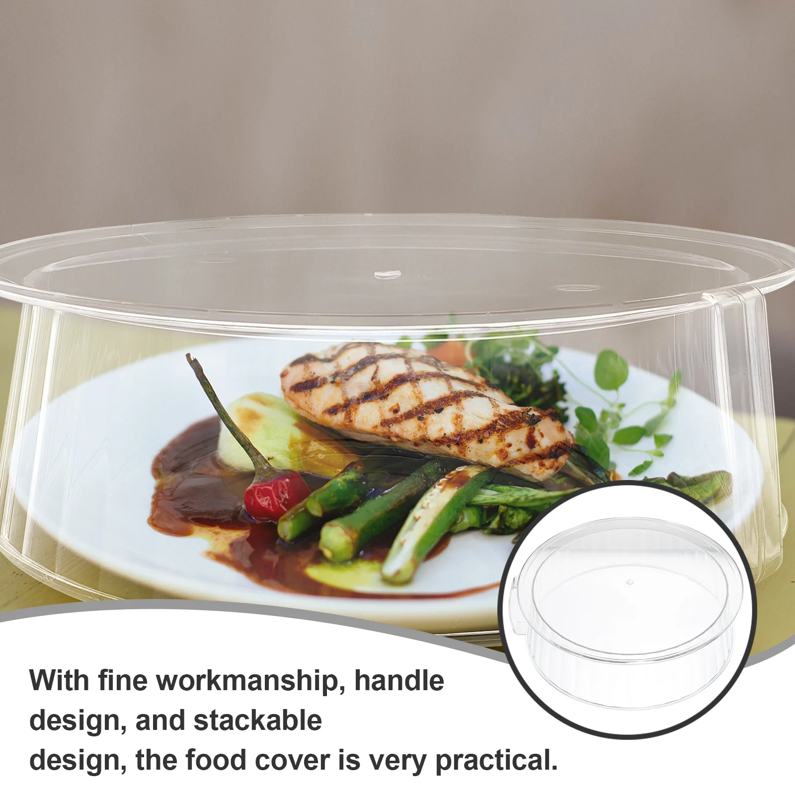 

Multifunctional Food Cover Premium Pet Reusable Stackable Design with Handle for Kitchen Table Protection Clear Food Protector