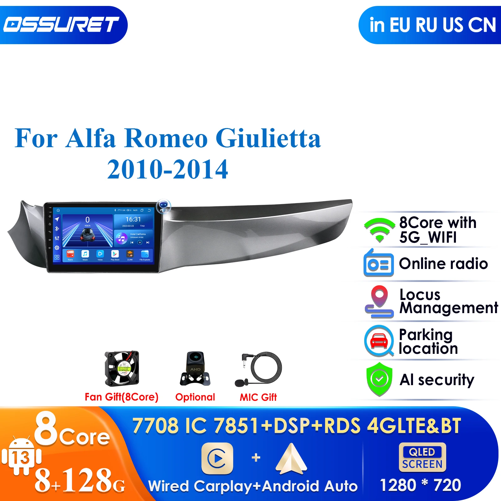 

Carplay 4G 2Din Android 13 Car Radio for Alfa Romeo Giulietta 2010 -2014 Furgonato Multimedia Video Player GPS DSP Autoradio RDS