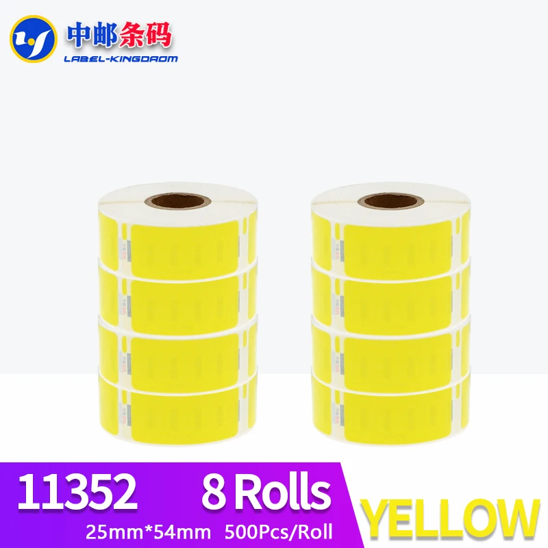 8 Rolls Dymo 11352 Yellow Color Generic Label 25mm*54mm 500Pcs Compatible for LW400 LW450 Turbo 4XL Thermal Printer