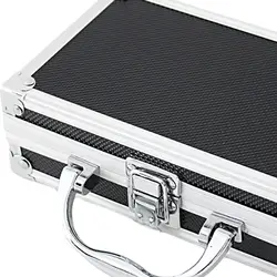 Aluminum Mic Suitcase with Handle Multi Compartment Impactproof Microphone Carrying Case Mic Bag EVA Foam Interior Hard Shell