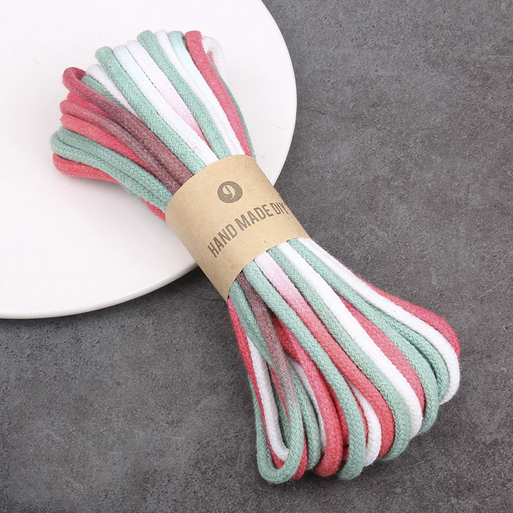 10 Yards Multicolor Gradient Cotton Rope Soft Braided Cotton Cord Handmade DIY Macrame String for Jewelry Bracelet Woven Craft