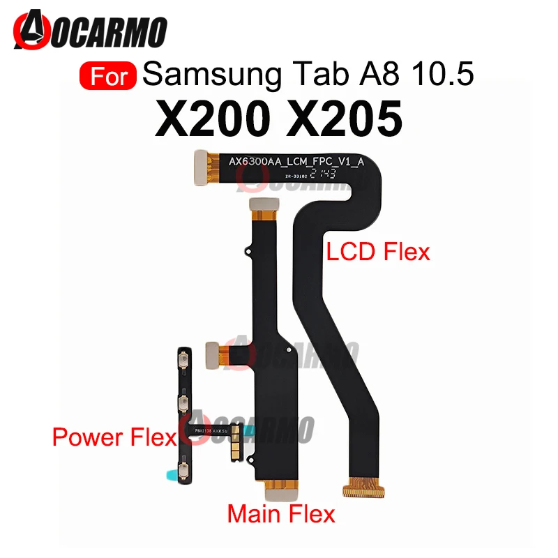 Power On Off Volume Buttons Flex For Samsung Galaxy Tab A8 10.5 X200 X205 LCD Connect Main Motherboard Flex Cable Repair Parts