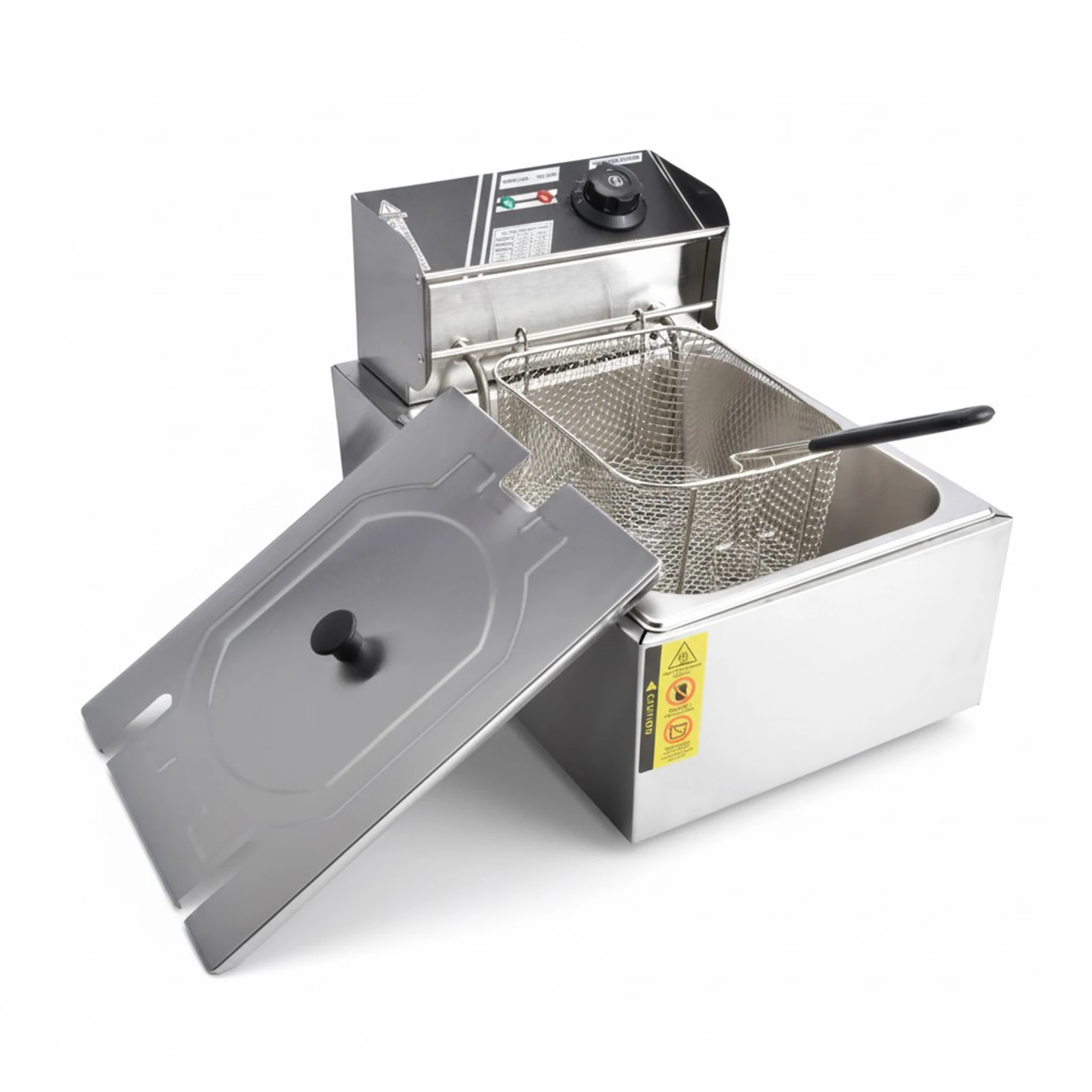 Capacity Electric Deep Fryer with Baskets And Lids And Gloves Countertop Stainless Steel Temperature Control 6-Liter Frying Machine, for Home And Commercial Use