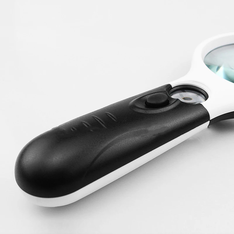 45X 3X มือถือแว่นขยาย 3 LED Professional แว่นขยายเครื่องประดับ Loupe สําหรับเหรียญแสตมป์เด็กผู้สูงอายุอ่าน