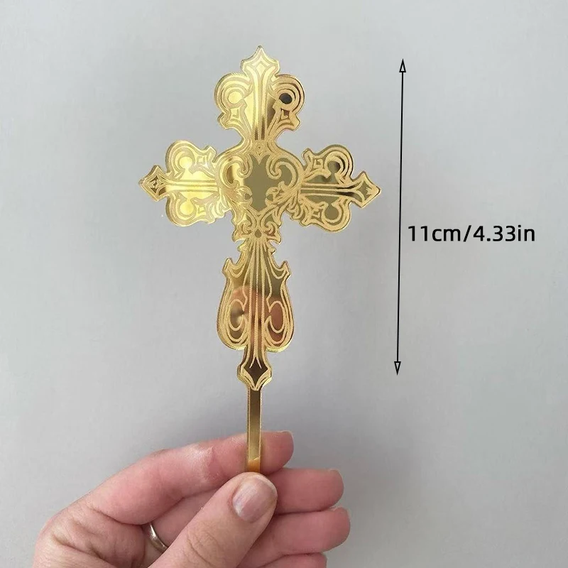 1/5 Stück Goldenes Kreuz & Taube Kuchendeckel Heilige Kommunion Dekor, Taufe Partyzubehör, Erstkommunion Kucheneinsatz Babyparty – Detail 9