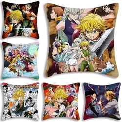 7 D-Deadly S-Sins Pillow Covers Cartoon Sofa Decorative Home Double-sided Printing Short Plush Cute Cushion Cover