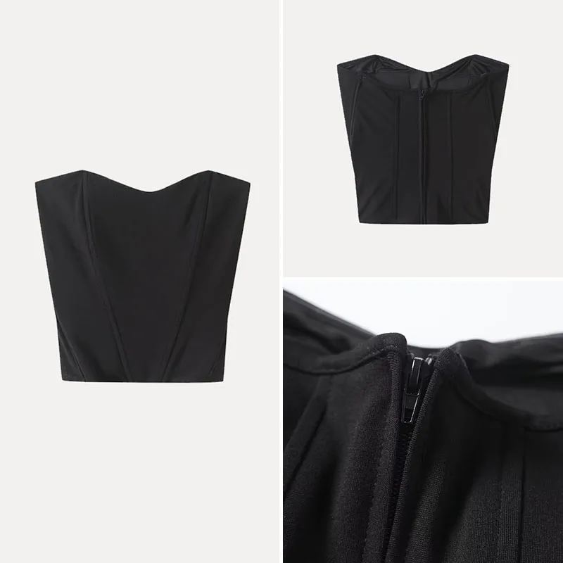 

Sexy Fibone Crop Top Women's Faion Spring 2025 Z Polyester Blend Pure Color Versatile Slimming Hot Girl Vest