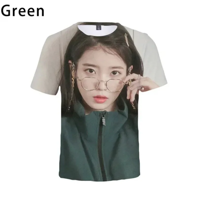 Women Men Fashion Round Neck Short Sleeve T Shirts Kpop Idol IU 3D Print T-shirt Harajuku Casual Tops IU Korean Style Tee Shirts