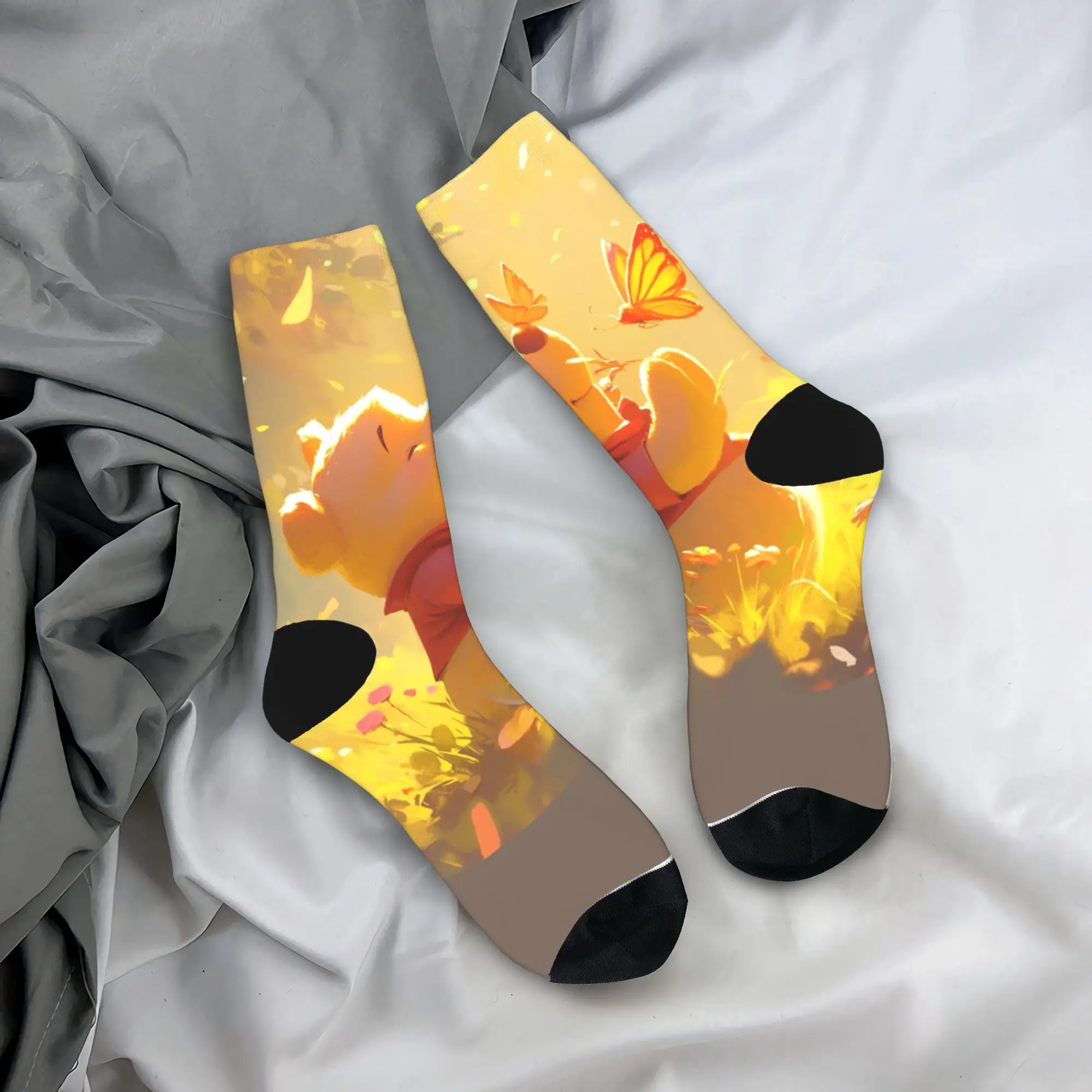 

Носки Winnies the Poohs and Friends, осенние чулки, забавные удобные носки для взрослых и мужчин, дизайнерские противоскользящие носки для бега