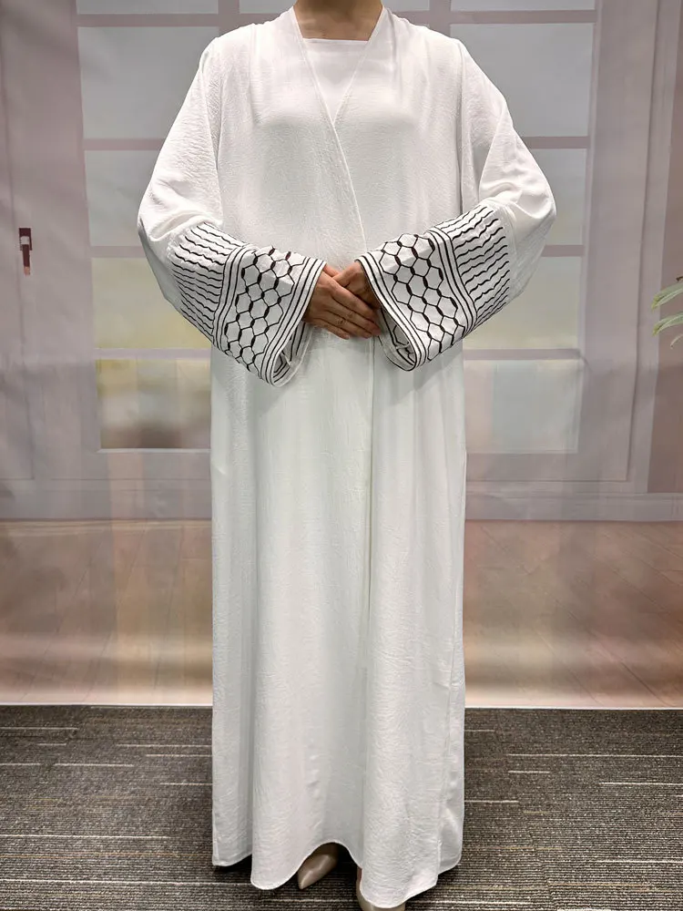 

Abaya Female Clothes Jalabiya Coat 2025 Muslim New Fashion Women's Solid Color Embroideried Casual Trendy Elegant Loose Sashes