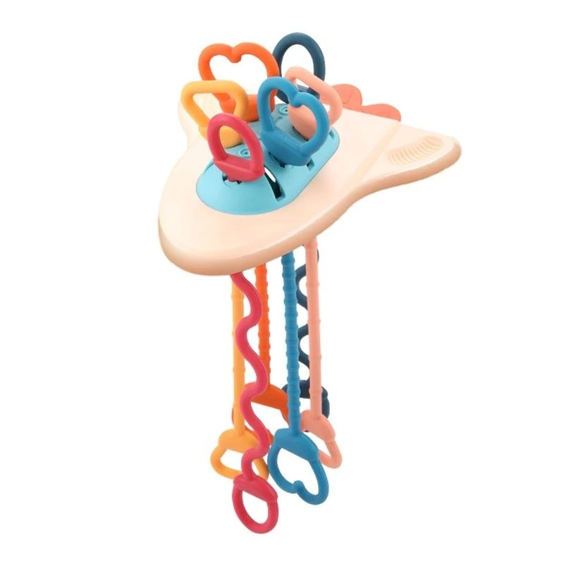 Plastic Puller Rattle Ring Education Teether Chewing Toy Baby Sensory Present 15UB