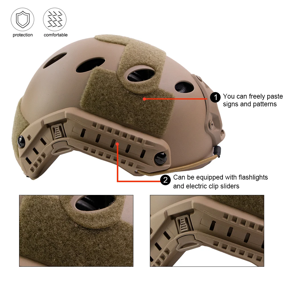 Casco táctico Airsoft con perilla ajustable, ABS grueso, casco rápido para exteriores, para montar y disparar, cascos protectores rápidos CS, equipo militar