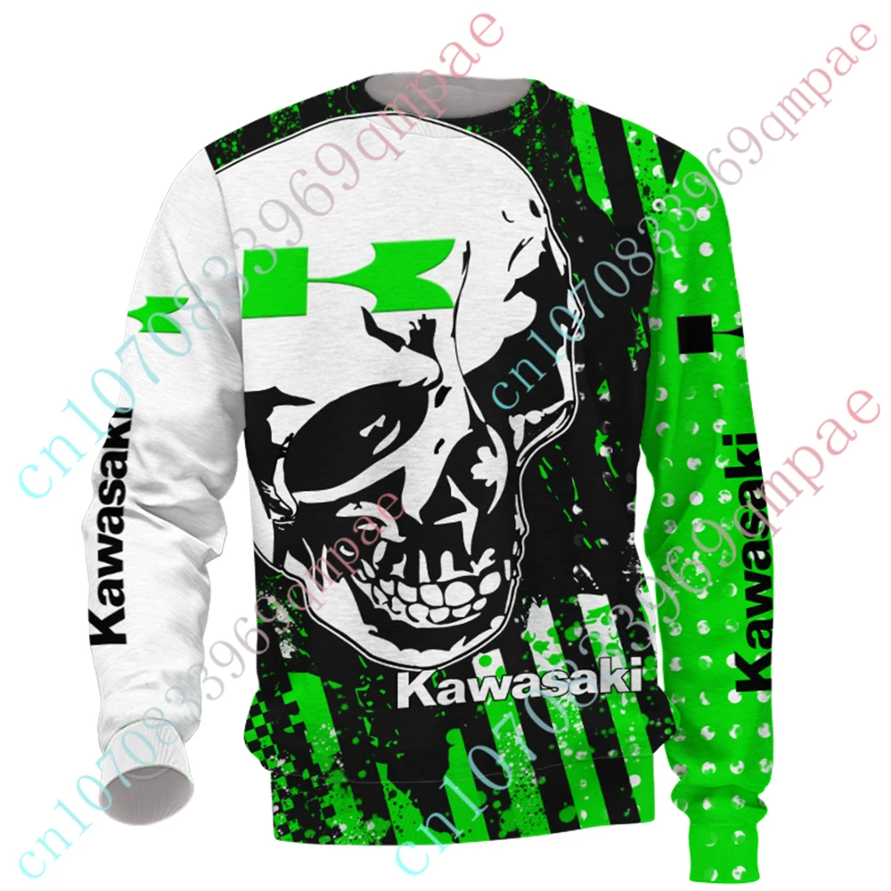 Kawa  saki Clothing 3D O Neck Long Sleeve Anime T Shirt For Men Women Unisex Sweatshirt Casual Oversized T-shirt Custom Logo