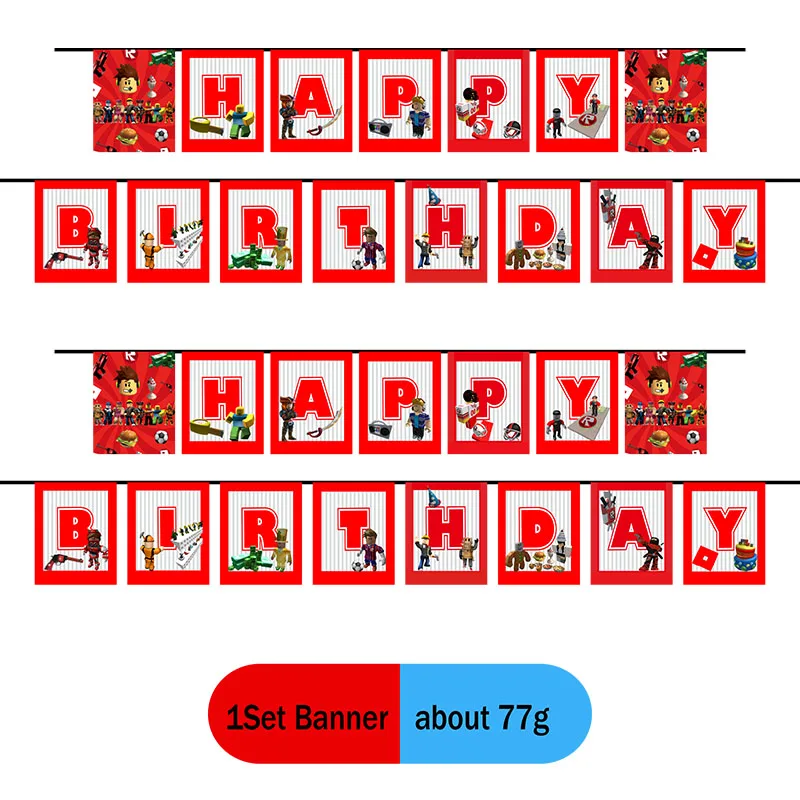 Roblox Birthday Party Decorations Robot Banner Baby Shower DIY Party Supplies Tableware Gift Bag Backdrop Banner Boys