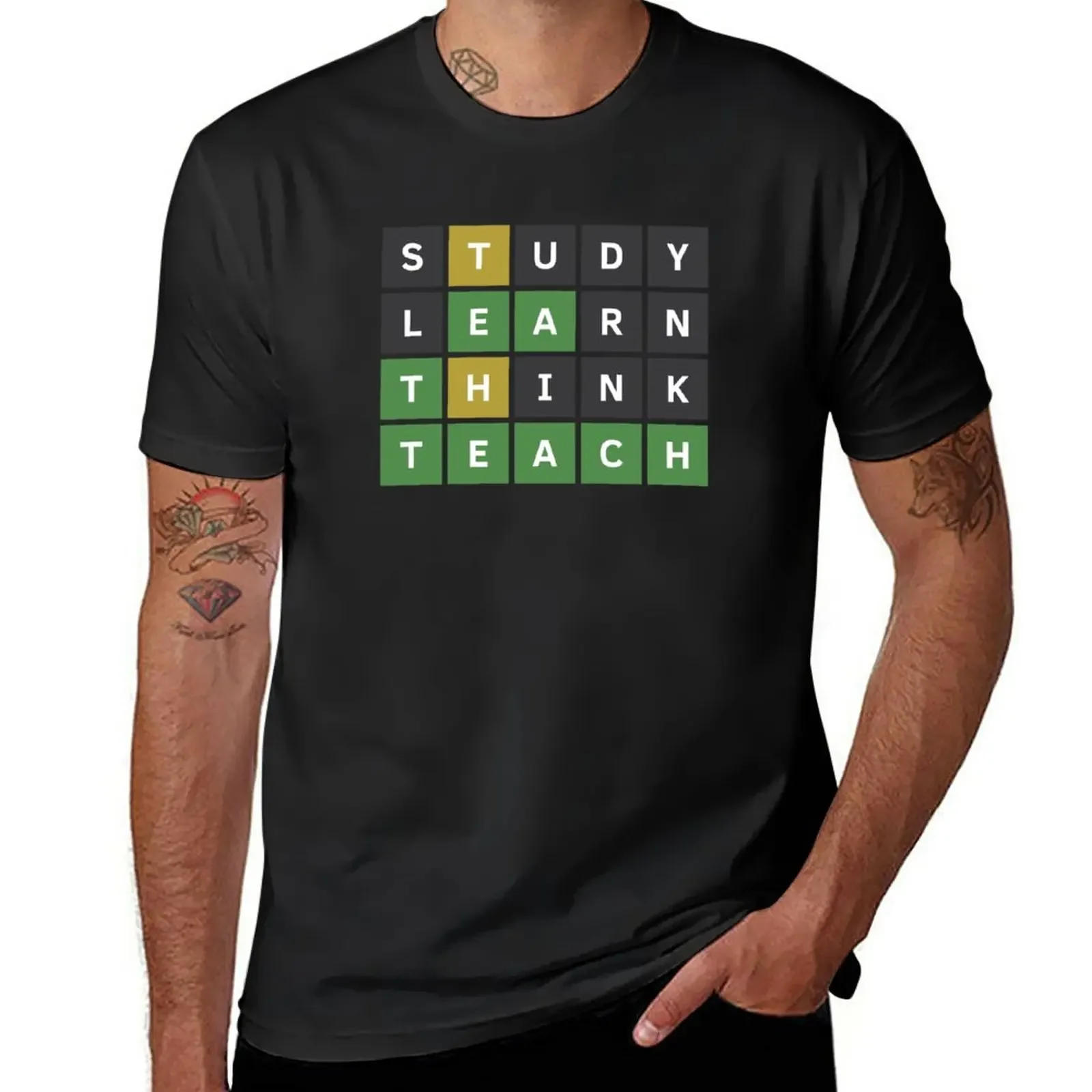 New Study Learn Think Teach (Wordle Style) T-Shirt funny t shirts sublime t shirt fitted t shirts for men