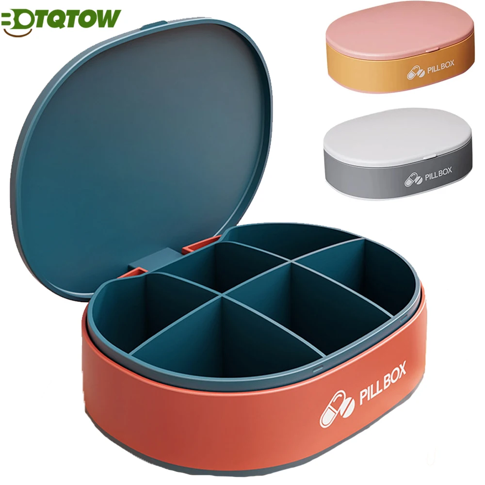 

1PC 6-Compartment Travel Pill Organizer-Small Daily Pill Box for Pocket,BPA-Free Portable Medicine Case for Vitamins Supplement